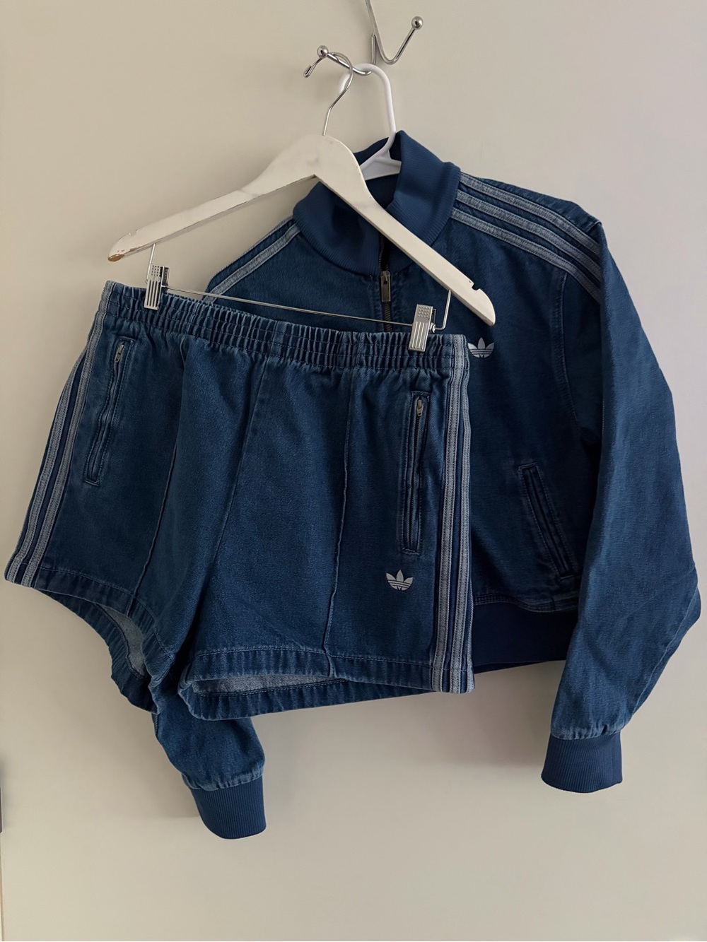 adidas Kids Dark Blue Denim-Look Track Jacket & Shorts